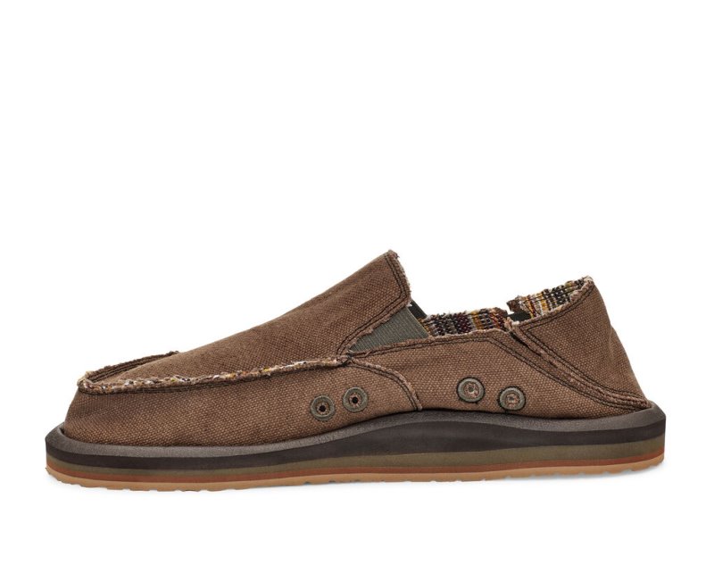 Sanuk Vagabond Soft Top Hemp Collapsible Heel Men's Sidewalk Surfers Brown | Canada 216TCE